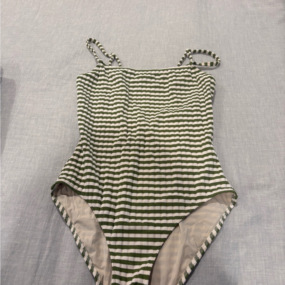 Solid & Striped - Striped Green and White Swimsuit